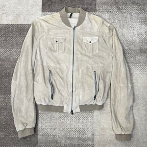 Gazzarrini Mens Tan 100% Genuine Suede Leather Bomber Jacket Size 54 2XL